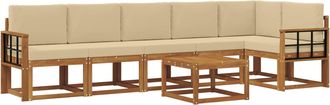 vidaXL Conjunto De Sof&aacute;s De Exterior 7 Uds. Natural Y Beige Vidaxl
