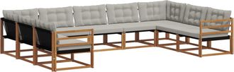 vidaXL Conjunto De Sof&aacute;s De Exterior 9 Uds. Gris Natural Y Claro Vidaxl