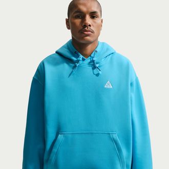 Nike Mens Nike ACG Tuff Fleece Pullover Hoodie in Blue | DZ3392-416