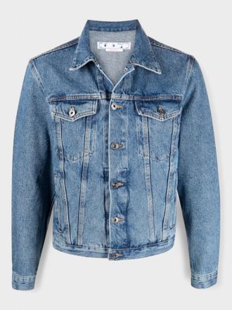 Off-white Mens Indust Slim Denim Jacket Medium Blue - Size Small