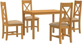 vidaXL Conjunto De Comedor 5 Uds. Beige Madera De Roble S&oacute;lido Vidaxl