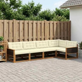 vidaXL Vidaxl Set Di Divani Da Esterno 6 Pz Naturale E Crema