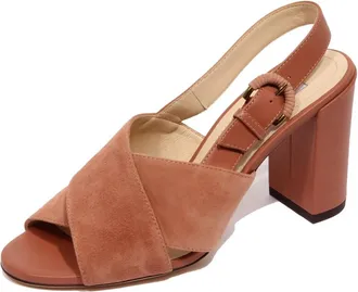 Tod's Sandaal met fascia-band van su&egrave;de/leer - Dames - Sandalen met hakken - Roze - 36 1/2 EU - Leer - Schoenen