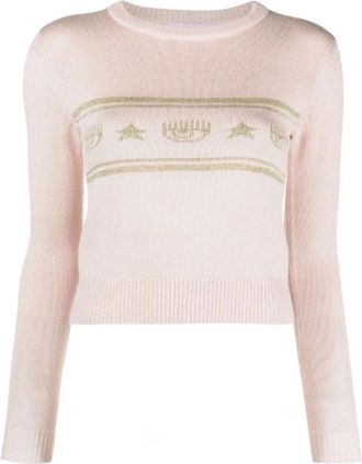 Chiara Ferragni Eye Sweater - Dames - Ronde hals truien - Roze - M - Wol - Truien & Vesten