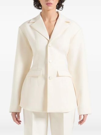 Mani&egrave;re De Voir Claire wide-shoulder belted-waist blazer - Neutrals