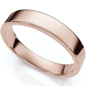 Pompeii3 4mm Flat High Polished Wedding Band 14K Rose Gold Size Selectable