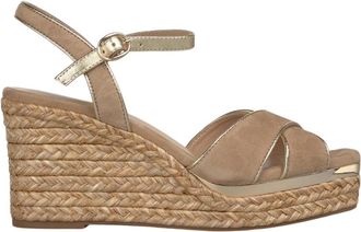 Alma En Pena Double Cross Strap Esparto Sandal - Dames - Sleehakken - Beige - 39 EU - Schoenen