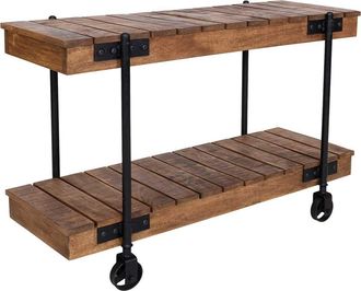 Wanderlust Deco Recibidor De Madera Artesanal Marr&oacute;n 120x45x77h Cm