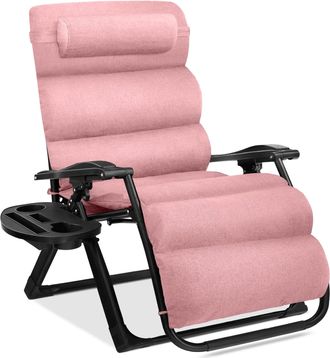 Best Choice Products Oversized Zero Gravity Chair, Folding Recliner w/ Removable Cushion, Side Tray