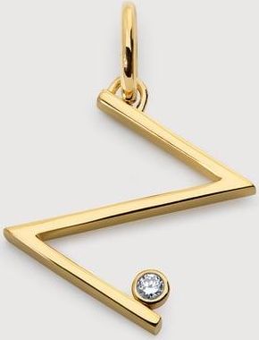 Monica Vinader Gold Solitaire Diamond Initial Z Pendant Lab Grown Diamond