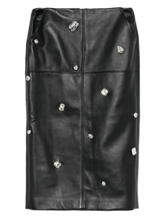 DAVID KOMA crystal-embellished skirt - Black