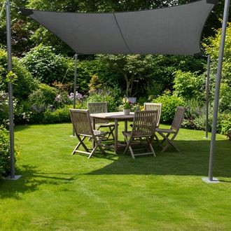 PRIMROSE 5.4m Square Pro Waterproof Garden Sail Shade Canopy 98% UV Block in Charcoal