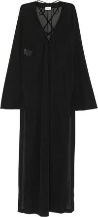 Andamane Lace-up Flared-sleeve Maxi Dress