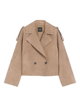 Max Mara double-breasted suede jacket - women - Lamb Suede - 42 - Brown
