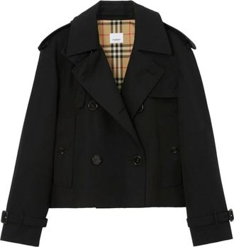 Burberry Cropped Gabardine Trench Jacket - Dames - Trenchcoats - Zwart - S - Katoen - Jassen