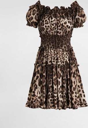 Dolce & Gabbana Short Leopard-print Poplin Dress - Woman Dresses Animal Print 38