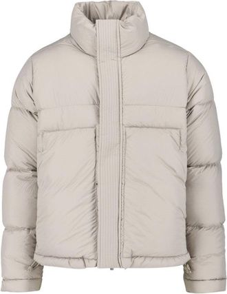 K-Way Beige Minimalist Jacket With Front Zipper Closure