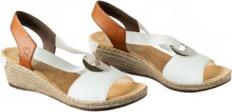 Rieker Womens Low Wedge Sandal In White