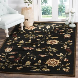 Safavieh Lyndhurst Machine Made Area rug, Black / Multi Traditional Style Easy Care