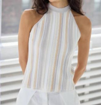 Autumn Cashmere Vertical Stitch Halter In Turtledove/sand