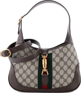 Balenciaga x Gucci Borsa passepartout The Hacker Project Jackie 1961 piccola in tela cerata BB - Marrone