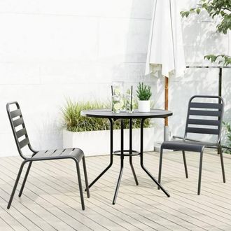 Berkfield Home Stackable Garden Chair Set 3 pcs Anthracite Powder-coated Steel in Black