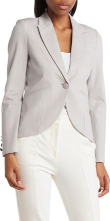 Amanda + Chelsea Pinstripe Cut Away Jacket in Tan/white at Nordstrom Rack, Size X-Small