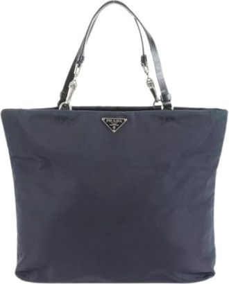 Prada Pre-owned Tote Bags, female, Blue, Size: ONE SIZE Pre-owned Nylon Tote Bag
