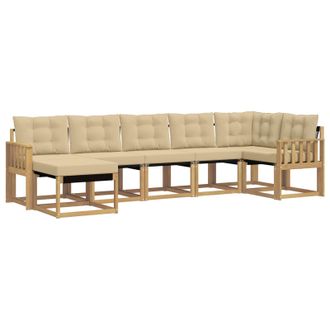 vidaXL Conjunto De Sof&aacute;s De Exterior Con Coj&iacute;n 7 Pcs Y Beige Vidaxl