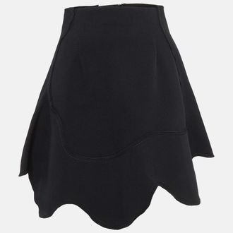 Sportmax Black Crepe Asymmetric Mini Skirt