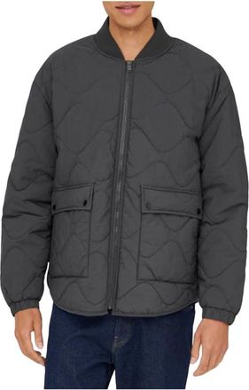 Only & Sons Wren Quilted Jacket OTW - Heren - Bomber jackets - Grijs - M - Polyester - Jassen