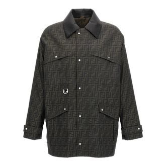 Fendi FF Jacquard Jas - Heren - Zomerjassen - Bruin - M - Leer - Jassen