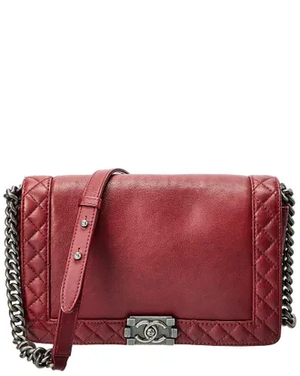 Chanel Brick Red Leather Medium Boy Reverso (Authentic Pre-Loved)