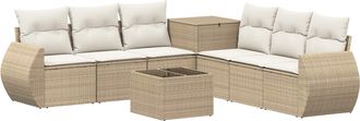 vidaXL Juego De Sof&aacute; 8 Uds. Beige Y Blanco Crema Vidaxl