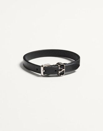 Valentino Garavani Valentino Garavani Ovalette Calfskin Bracelet Man BLACK UNI