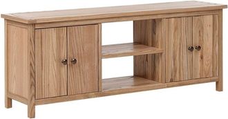 Beliani Beliani - Rustic tv Cabinet Stand with Storage Shelves Cable Management Light Wood Salton