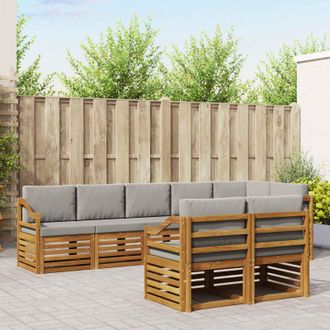 vidaXL Vidaxl Set Di Divani Da Esterno 8 Pz Naturale E Grigio Chiaro