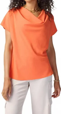 Joseph Ribkoff Cowl Neck Top In Mandarin