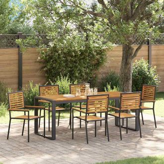 vidaXL Vidaxl - Conjunto De Comedor De Jard&iacute;n 7 Pcs Negro 200 X 80 X 75 Cm