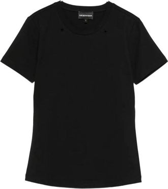 Emporio Armani Lichtgewicht Jersey T-shirt met Juweel Logo Detail - Dames - T-shirts - Zwart - M - Tops