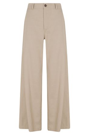 Tela Beige Lyocell-Blend Elastic-Waist Wide-Leg Pants