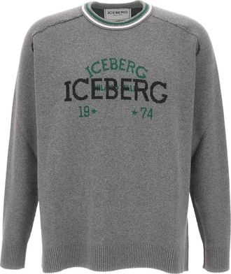 Iceberg Maglione con ricamo logo e maniche raglan - Grigio