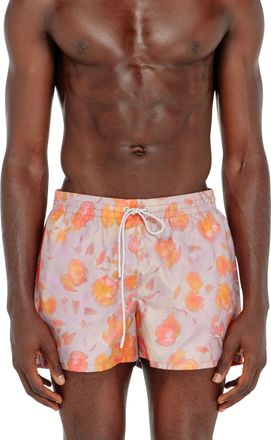 Diesel Metallic swim shorts with floral print - Swim shorts - Man - Violet