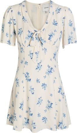 Reformation Tyra Floral-print Crepe Mini Dress - White - 12 (UK16 / XL)