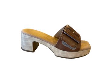 Gabor Womens Leather Slip On Sandals In Camel