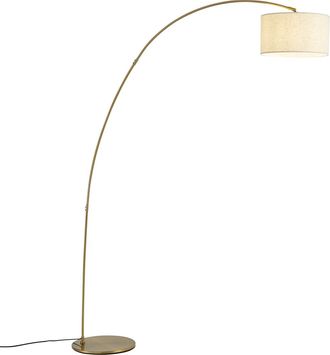 QAZQA Qazqa Lampada Ad Arco Moderna Ottone Con Paralume Beige - Vinossa