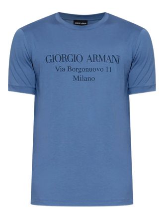Giorgio Armani Katoenen T-shirt met logoprint - Blauw