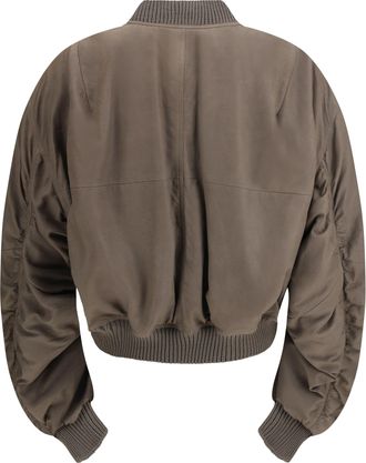 Rick Owens Mens Secchia Flight Bomber Lambskin Leather With Padding Dust Jacket
