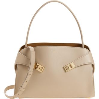 Ferragamo Small Hug Leather Shoulder Bag in Stone Burnt Ocra at Nordstrom