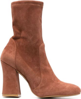 Stuart Weitzman 100mm block-heel boots - women - Suede - 39,5 - Brown